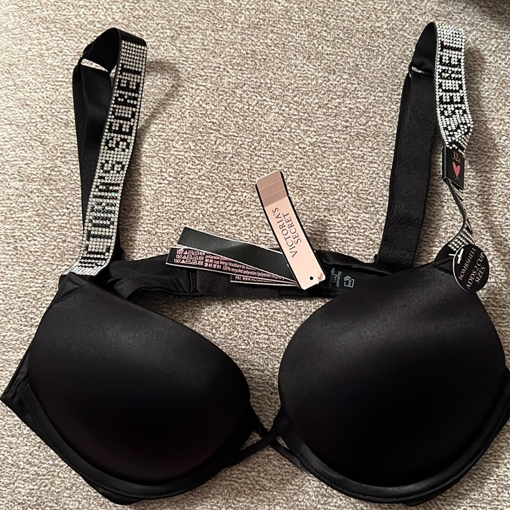Victoria’s Secret VERY SEXY Bombshell Add-2-Cups Lace Shine Strap PushUp Bra 32A